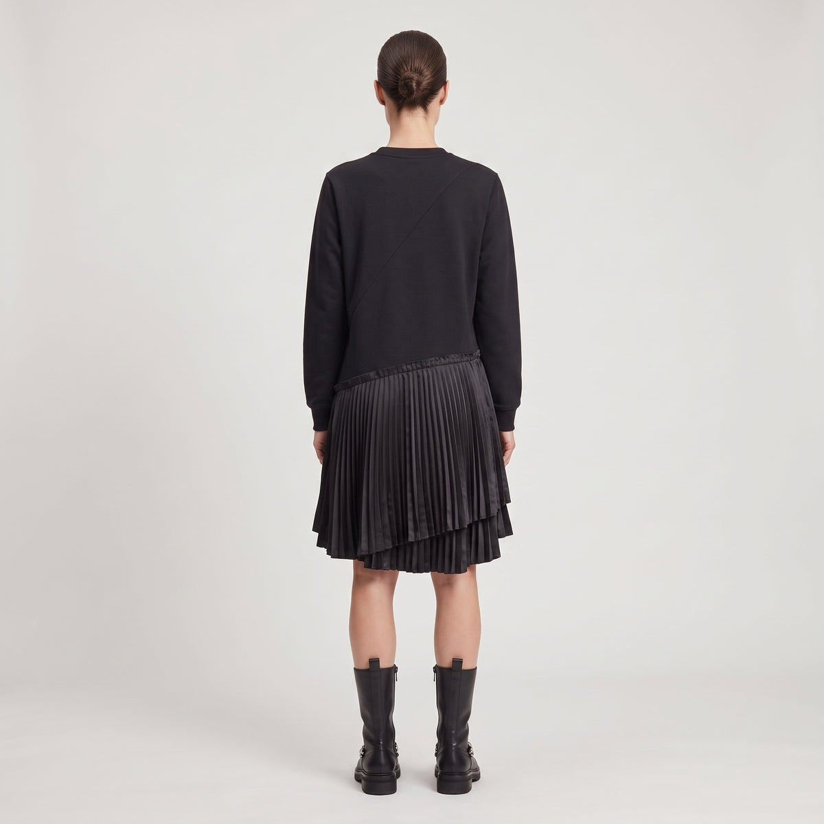 Pleated Hem Cotton Sweatshirt Dress