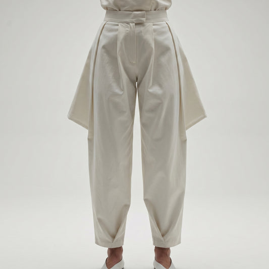 High-Waisted Structured Pleated Trousers