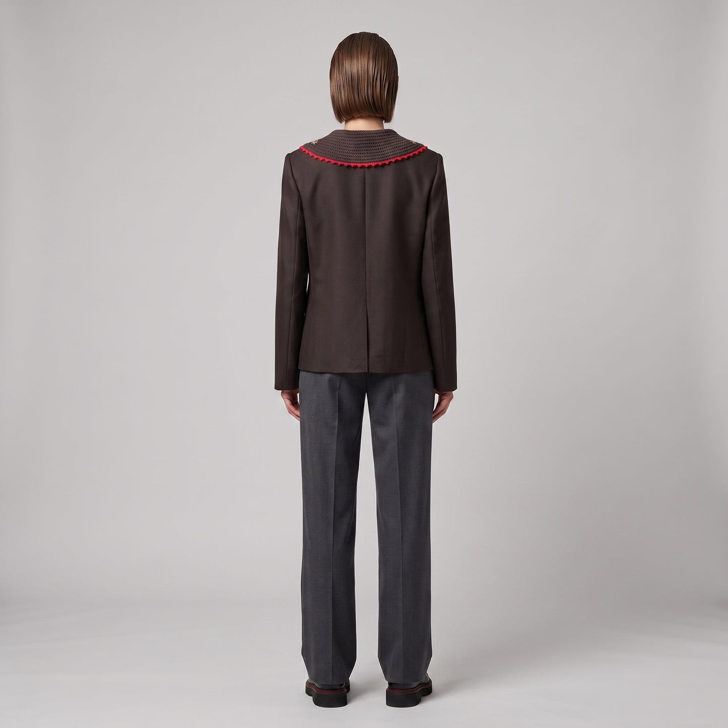 Embroidered Collar Tailored Jacket