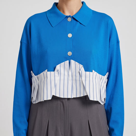 Contrast Hem Polo Cardigan