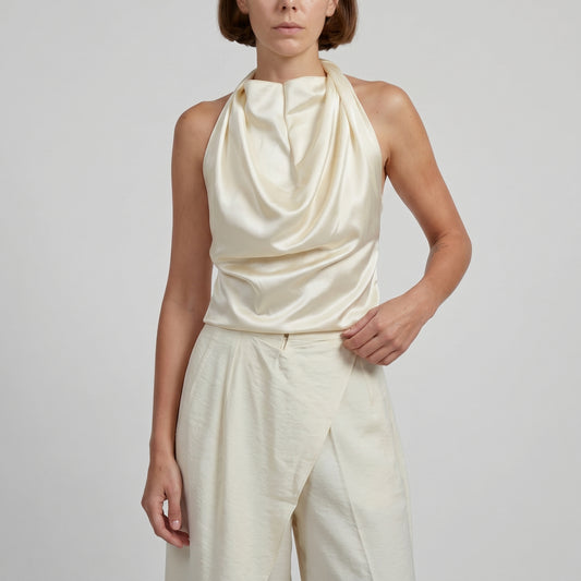 Elegant Silk Halter Neck Top