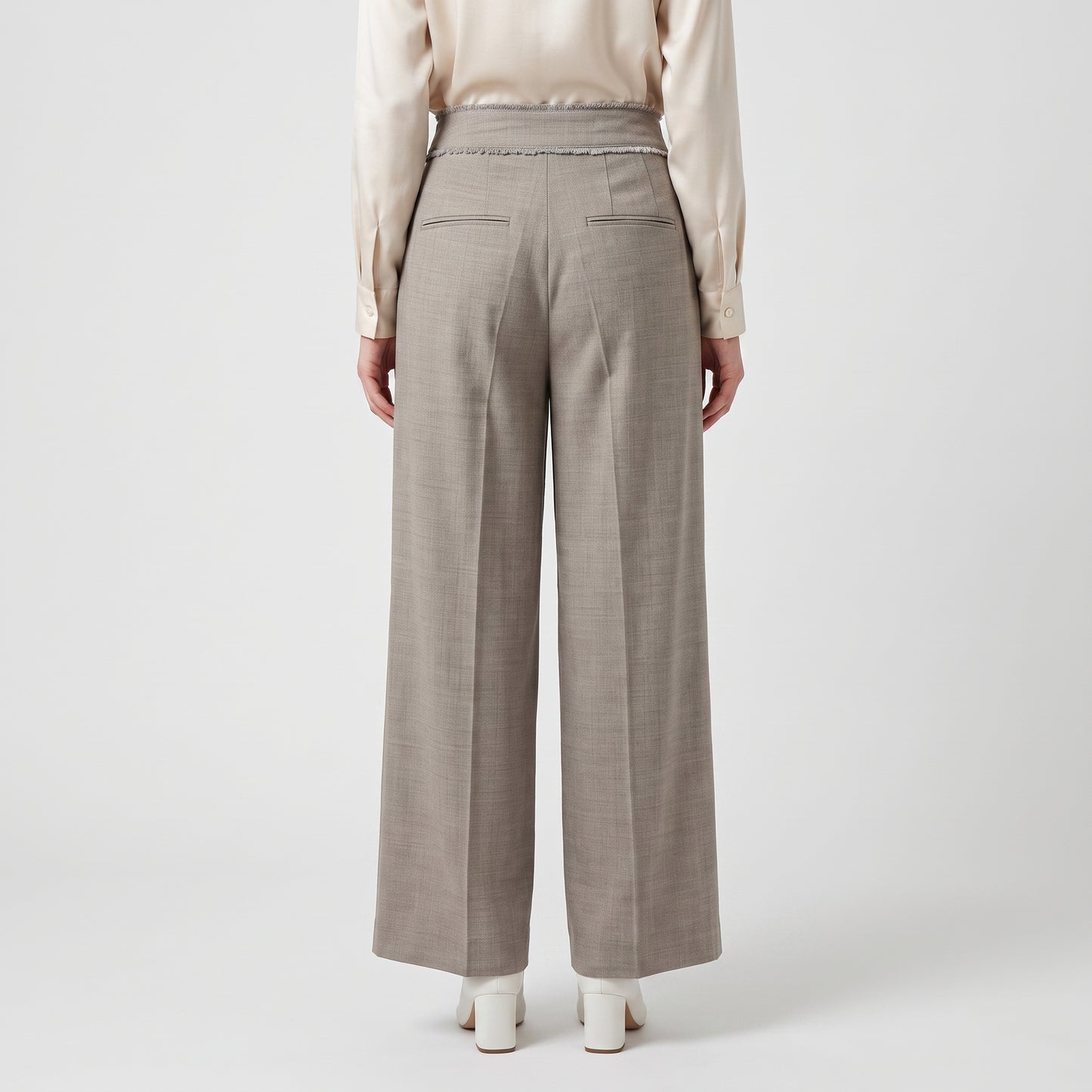 Frayed Waist Wide Leg Trousers