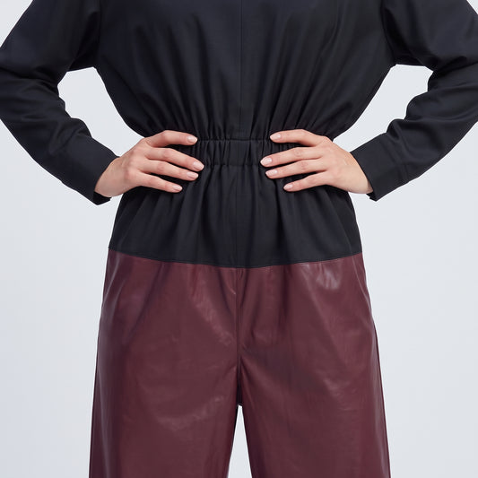 Two-Tone Fitted Waist Jumpsuit