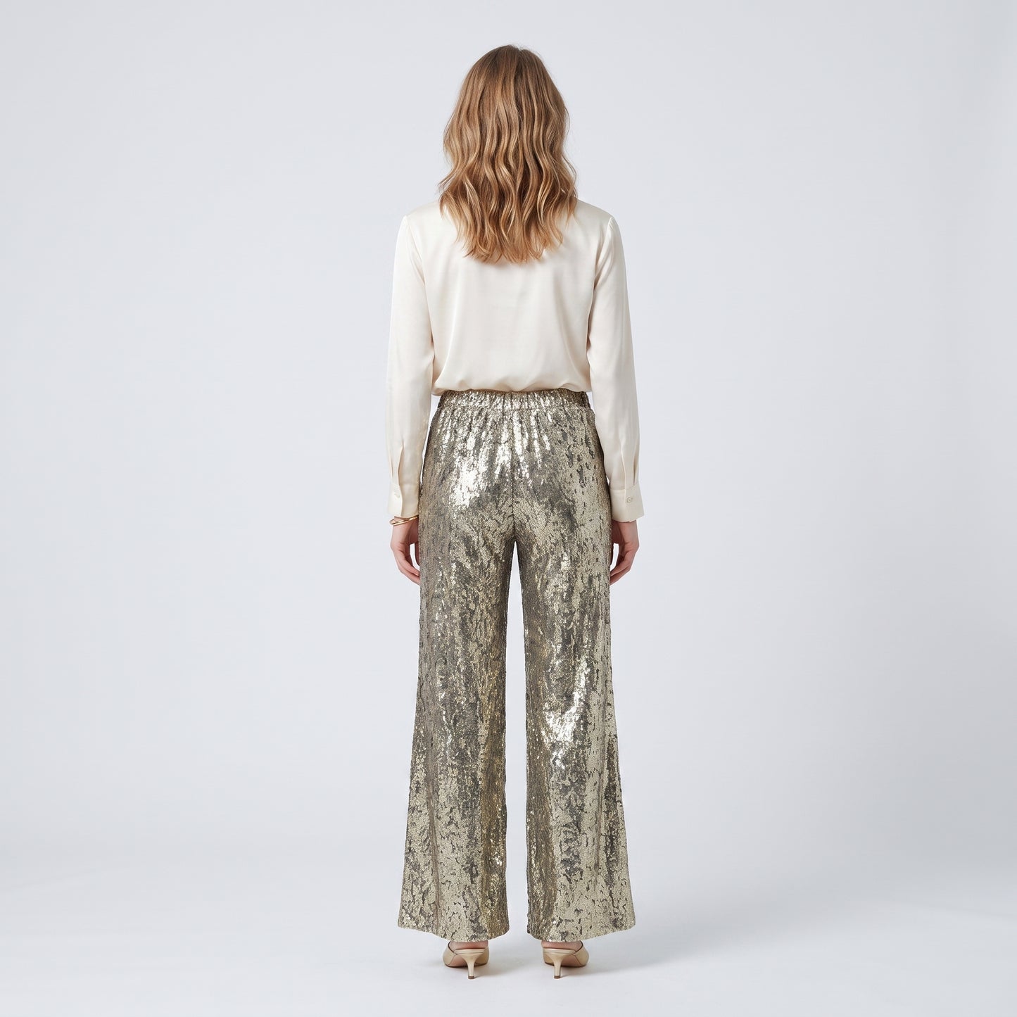 Metallic Wide Leg Trousers