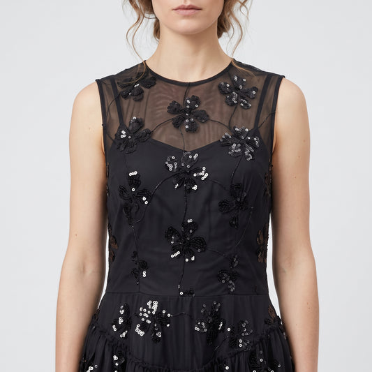 Embellished Floral Tulle Dress