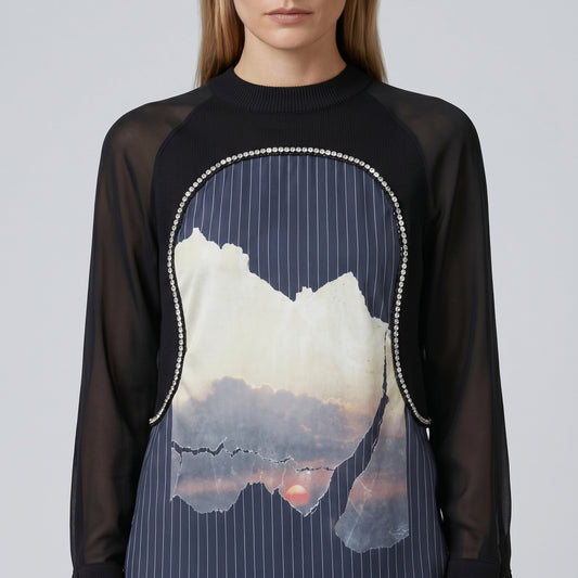 Crystal Embellished Printed Top
