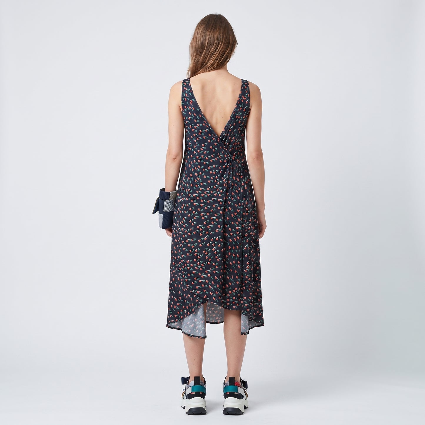 Abstract Print Racerback Jersey Dress