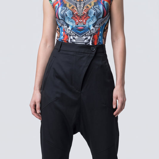 Tailored Asymmetric Black Trousers