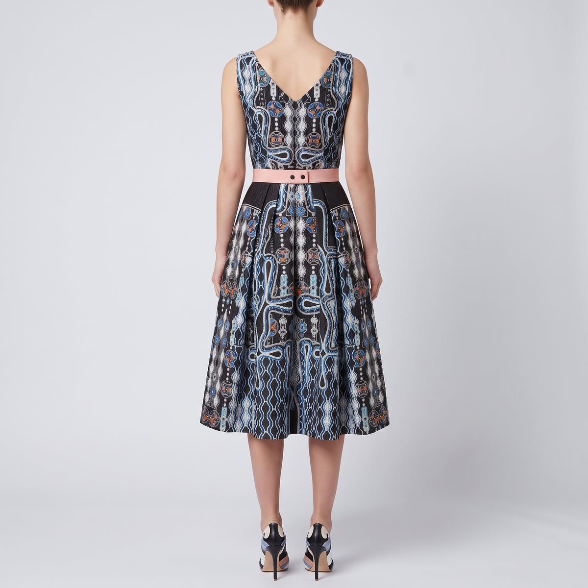 Graphic Embroidered Fit-and-Flare Dress