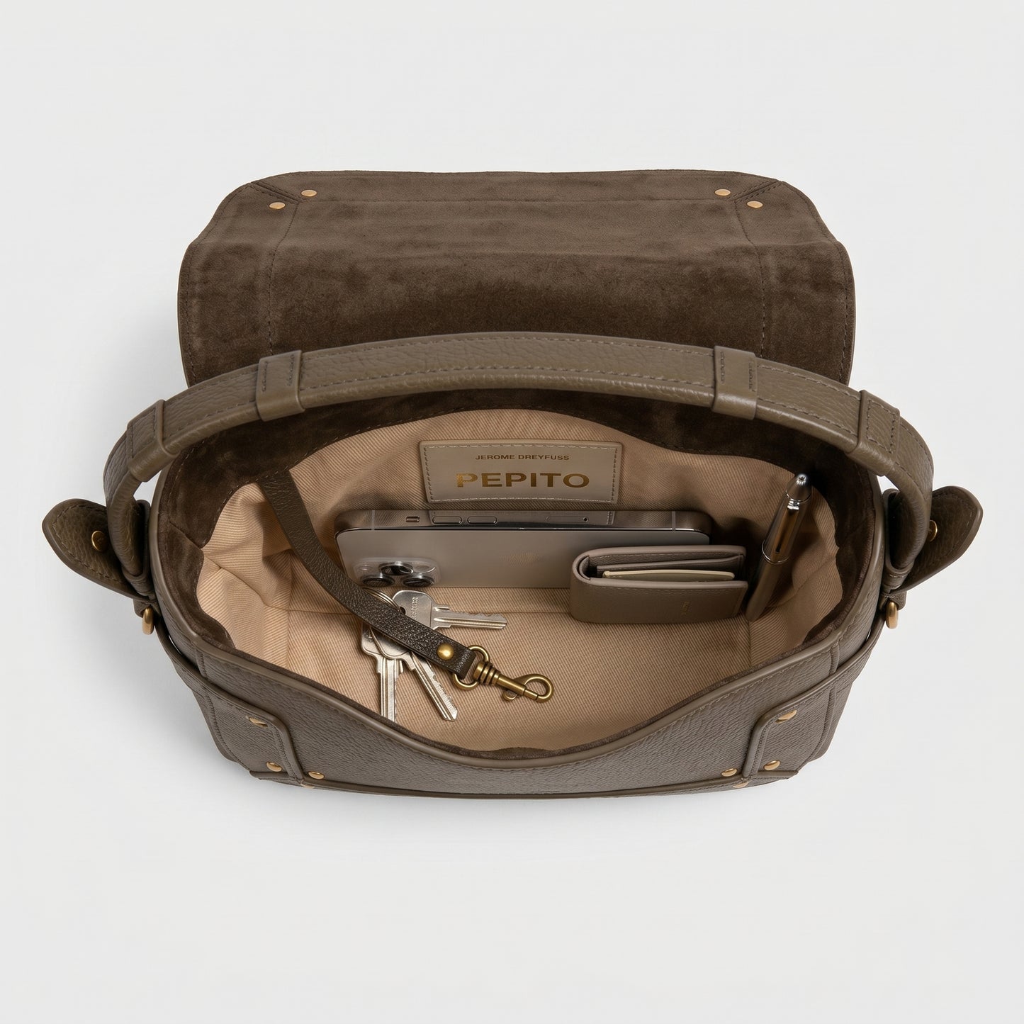 Structured Grained Leather Satchel