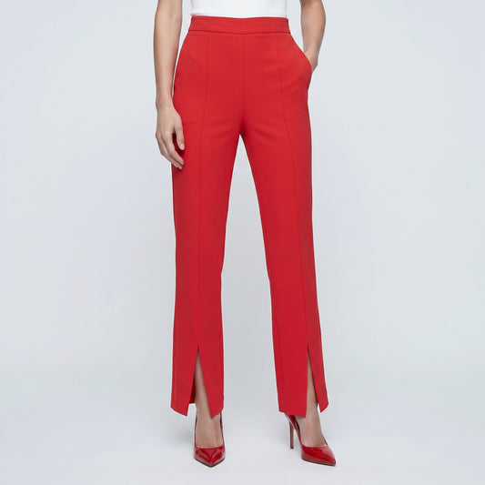 Vibrant Red Split-Hem Trousers