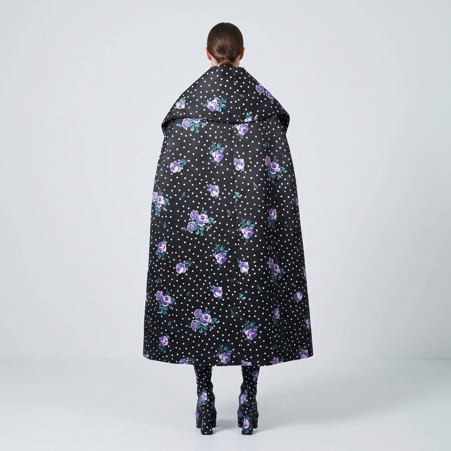 Floral Polka Dot Silk Coat