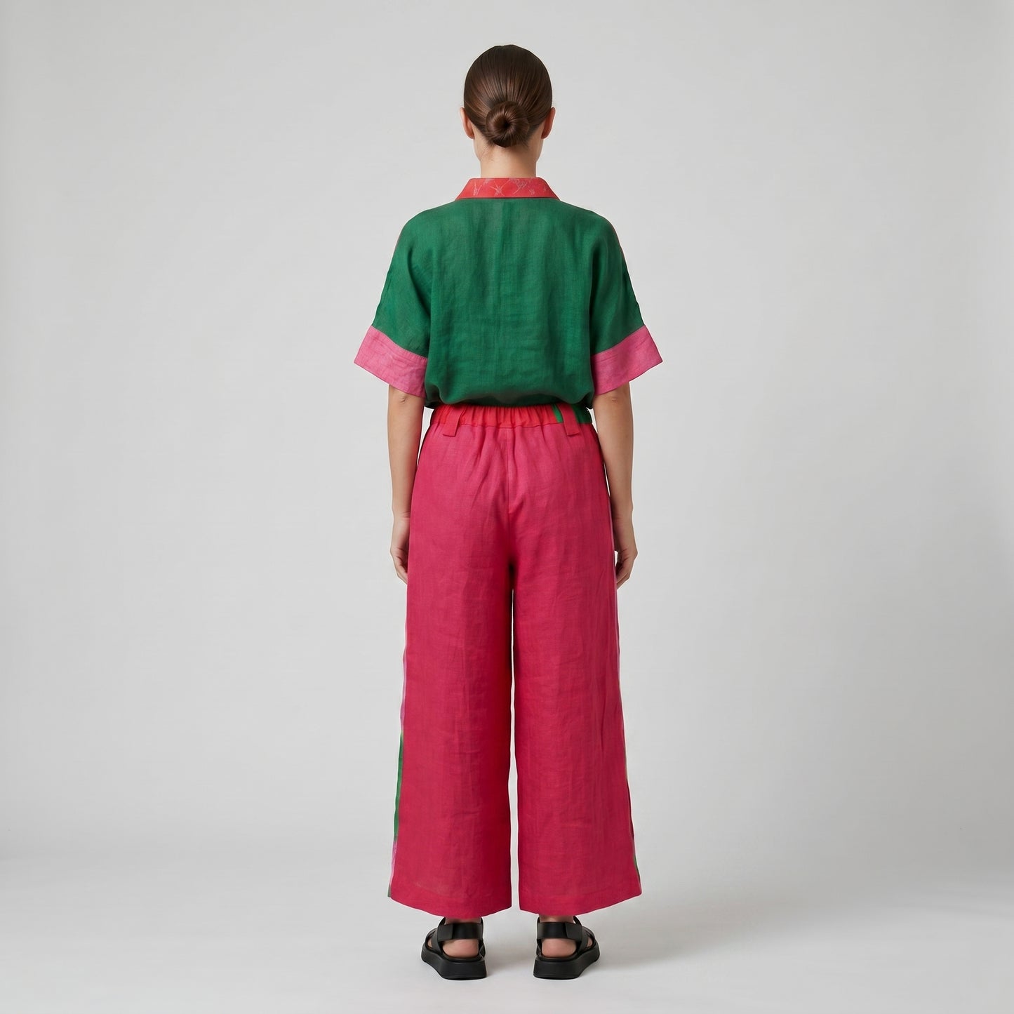 Abstract Print Linen Trousers