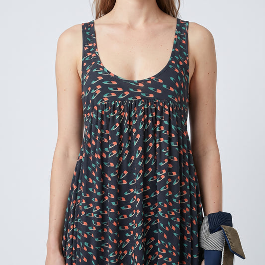 Abstract Print Racerback Jersey Dress
