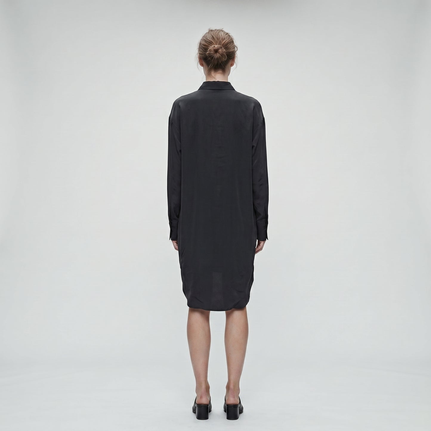 Midnight Navy Satin Oversized Shirt