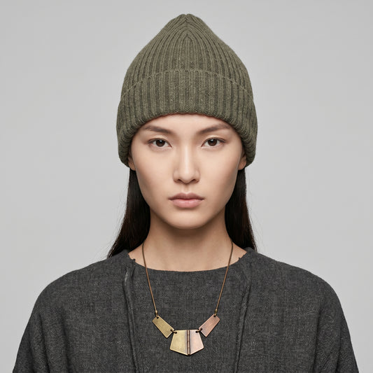 Ribbed Knit Wool Beanie