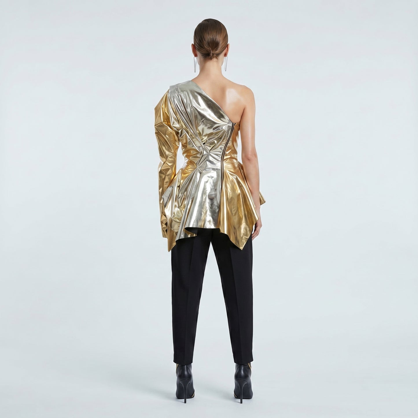Metallic One Shoulder Asymmetric Top