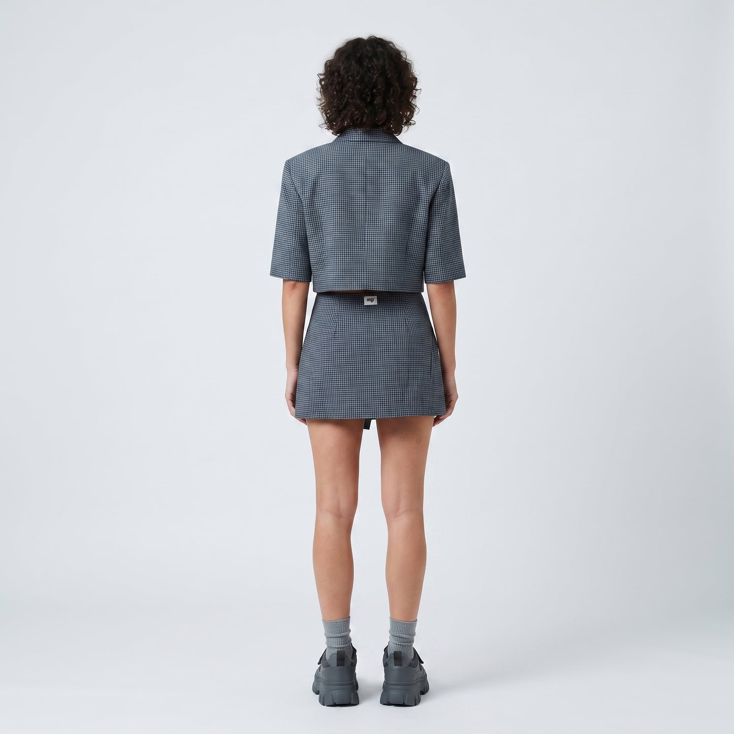 Checkered Wrap Mini Skirt