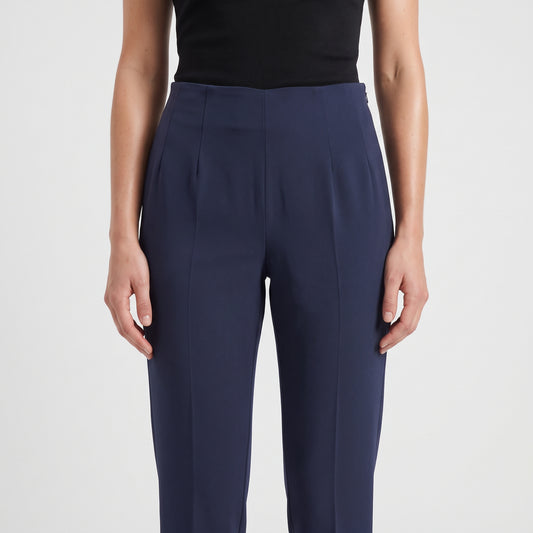 Tailored Navy Crepe Trousers