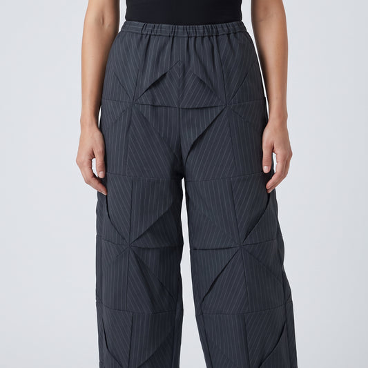 Architectural Pinstripe Wide-Leg Trousers
