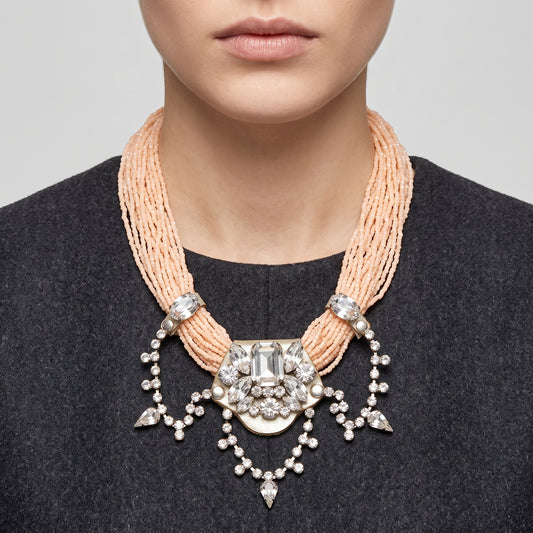 Beaded Crystal Statement Necklace