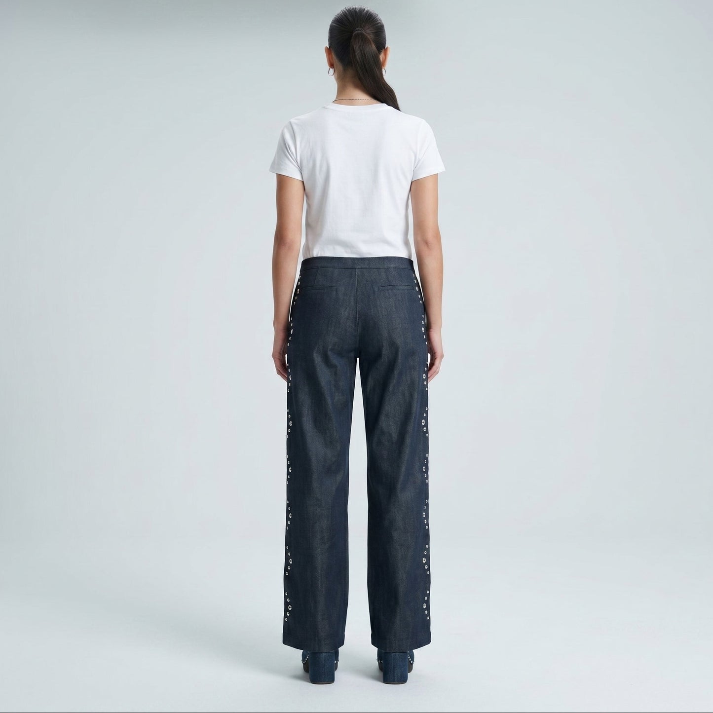 Embellished Floral Denim Trousers