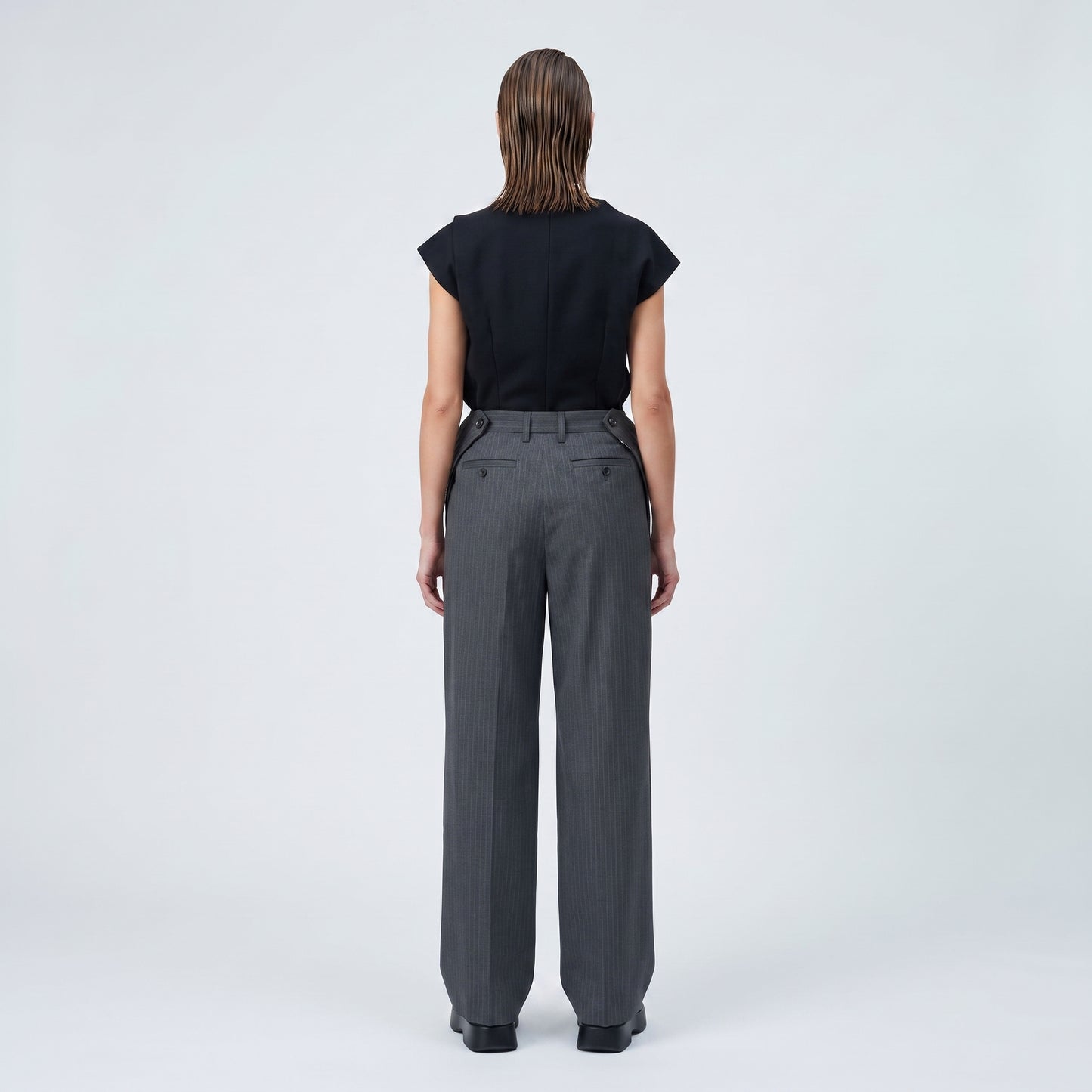 Tailored Pinstripe Wide Leg Trousers