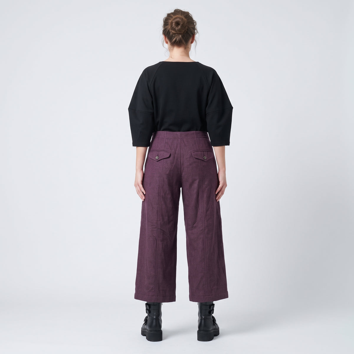 Deep Purple Linen Cropped Trousers