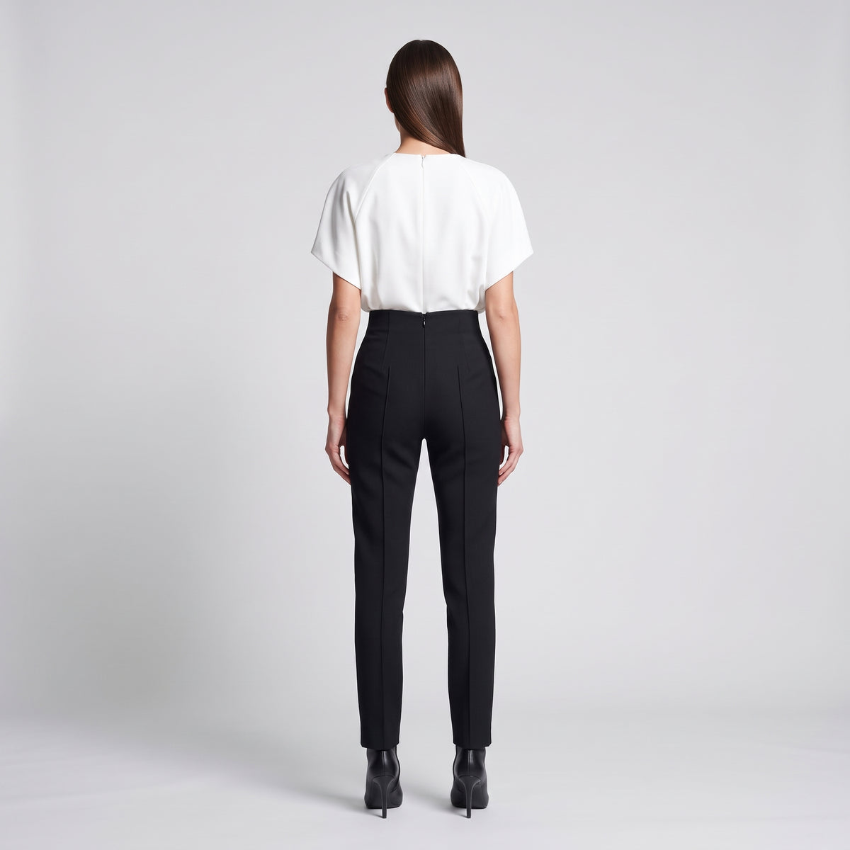 High-Waisted Structured Black Trousers