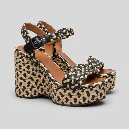 Woven Platform Ankle Strap Sandals