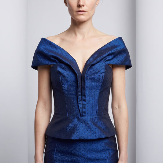 Structured Off-Shoulder Peplum Bodice