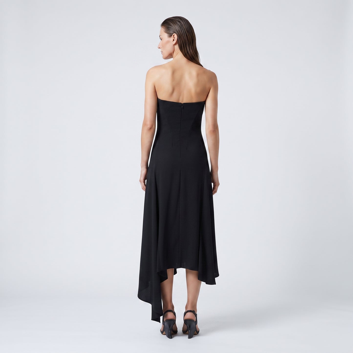 Elegant Black Strapless Knot Dress