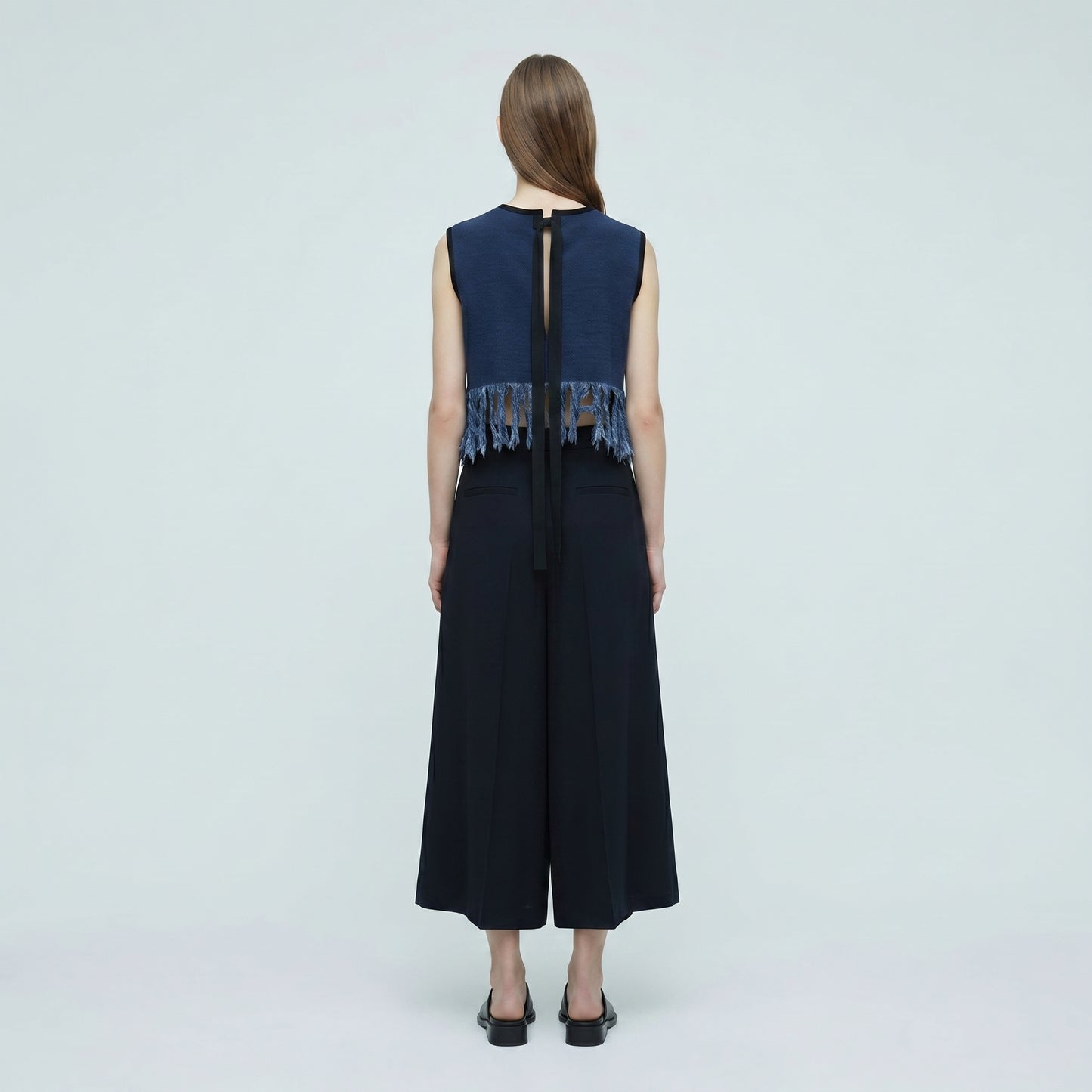 Structured Fringe Navy Vest