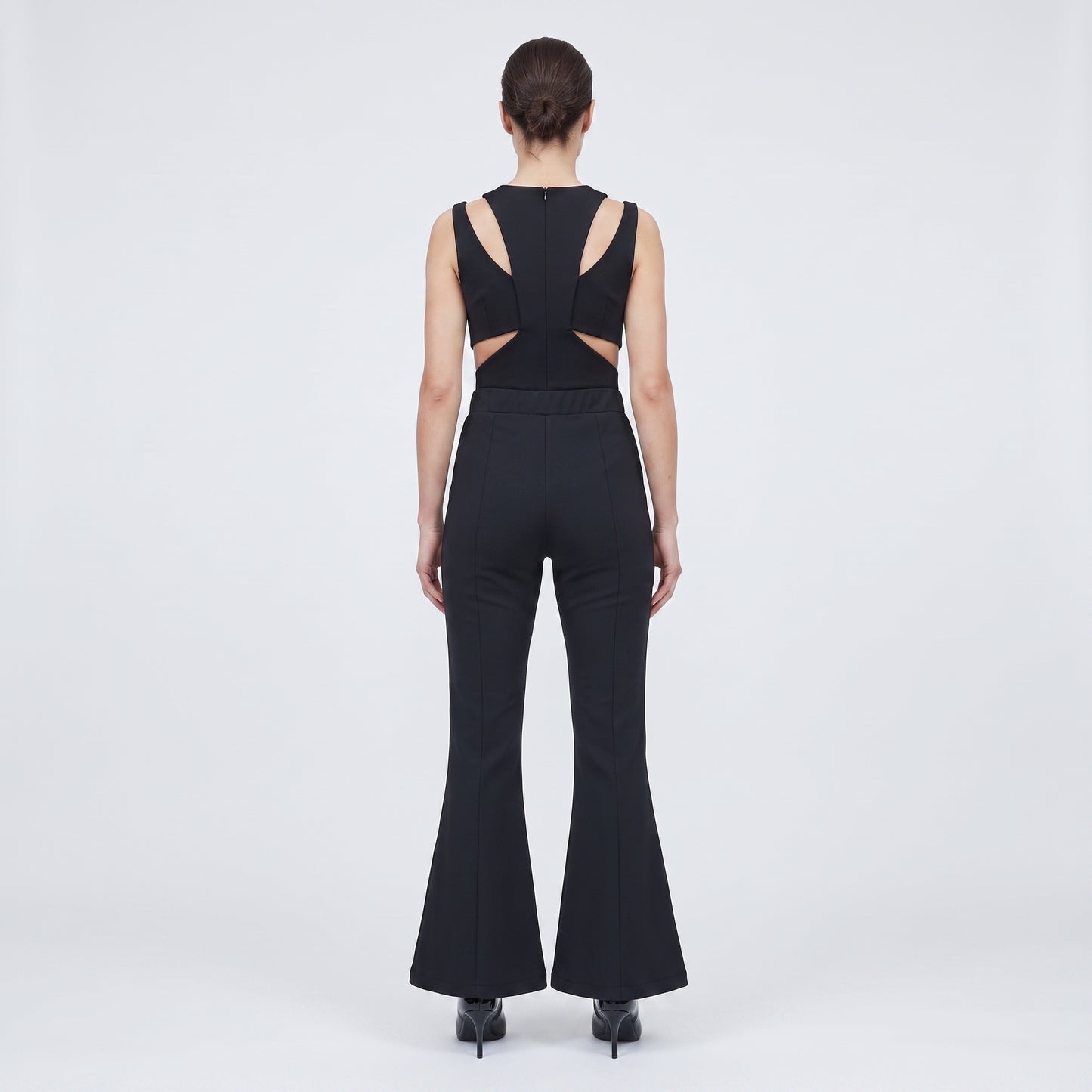 Black Zip Hem Flare Trousers