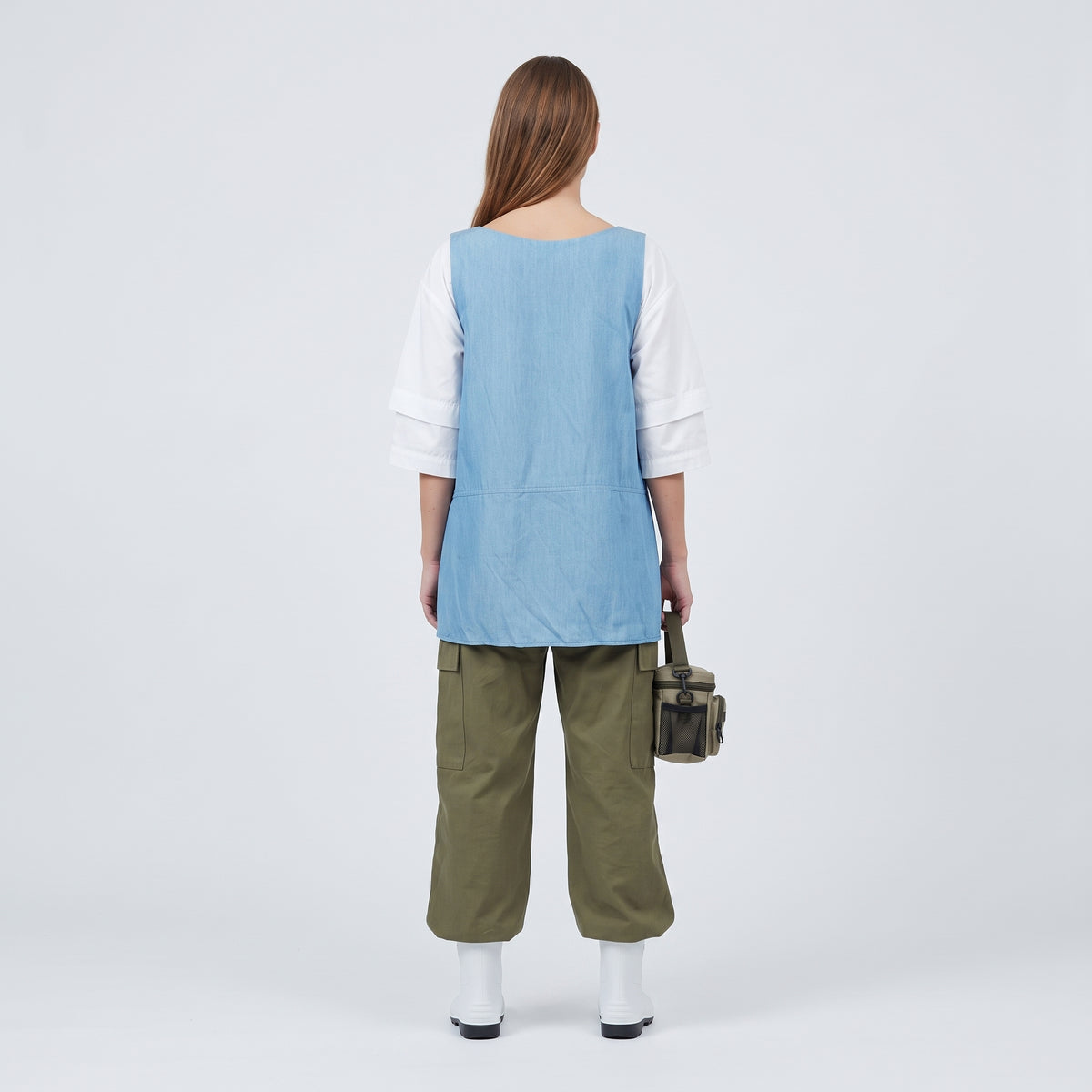 Chambray Pleated Sleeveless Top