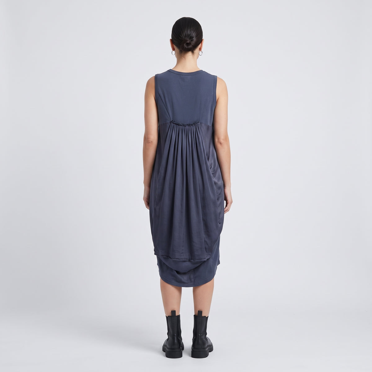 Asymmetric Pleated Cotton Tank Top