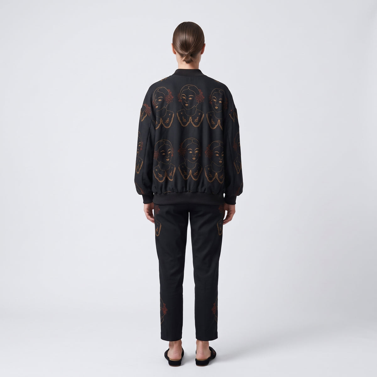 Embroidered Portrait Bomber Jacket