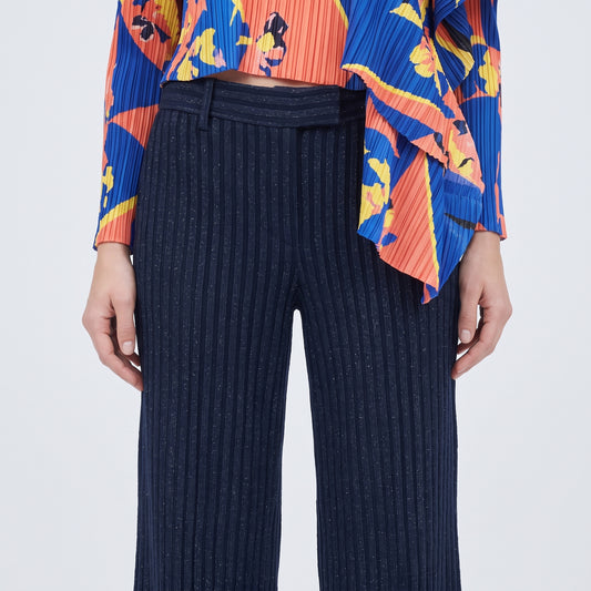 Tailored Striped Velvet Trousers