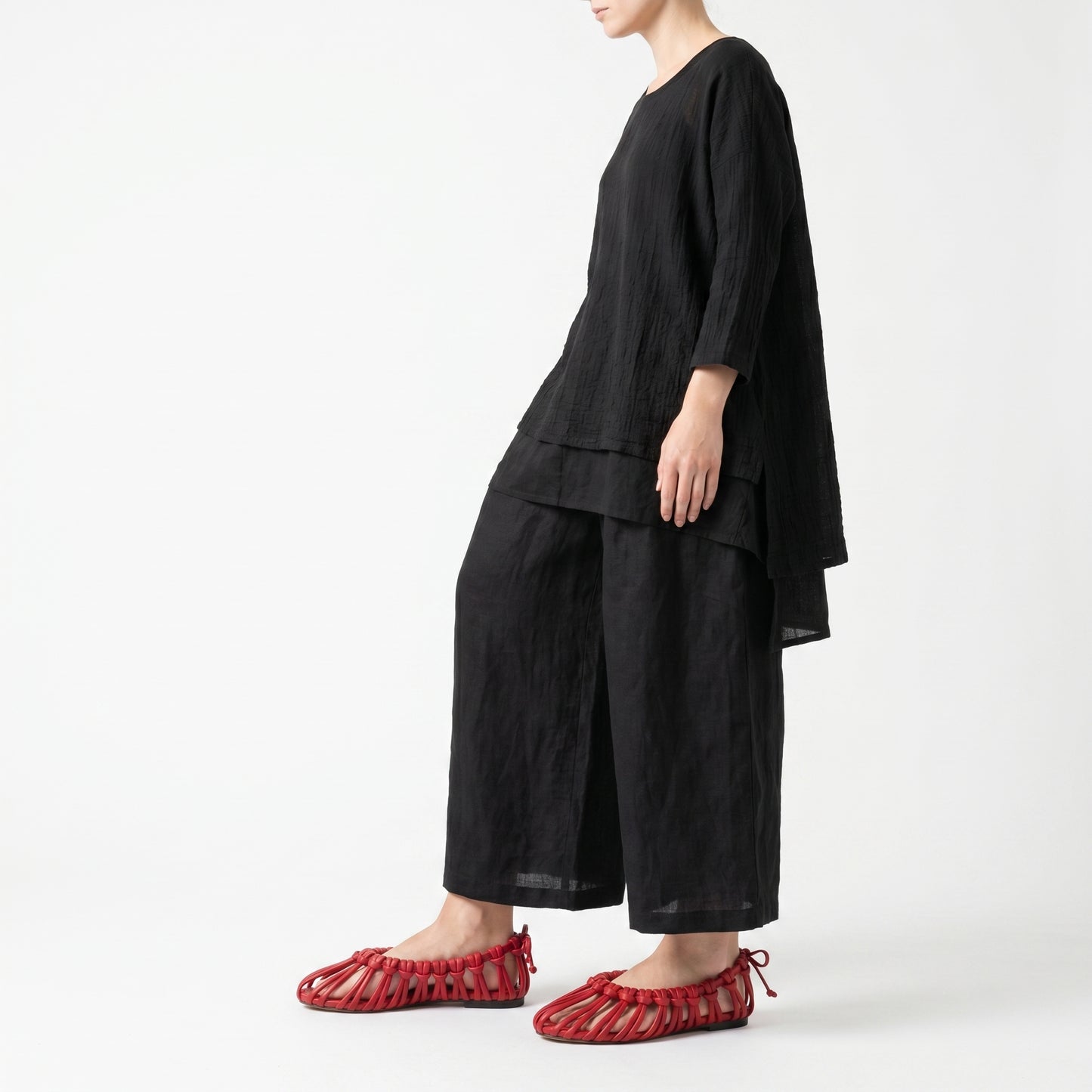 Woven Leather Cage Flats