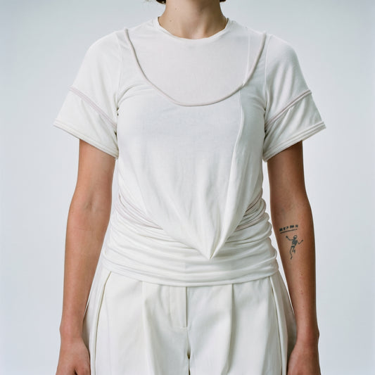 Ruched Layered Cotton Top