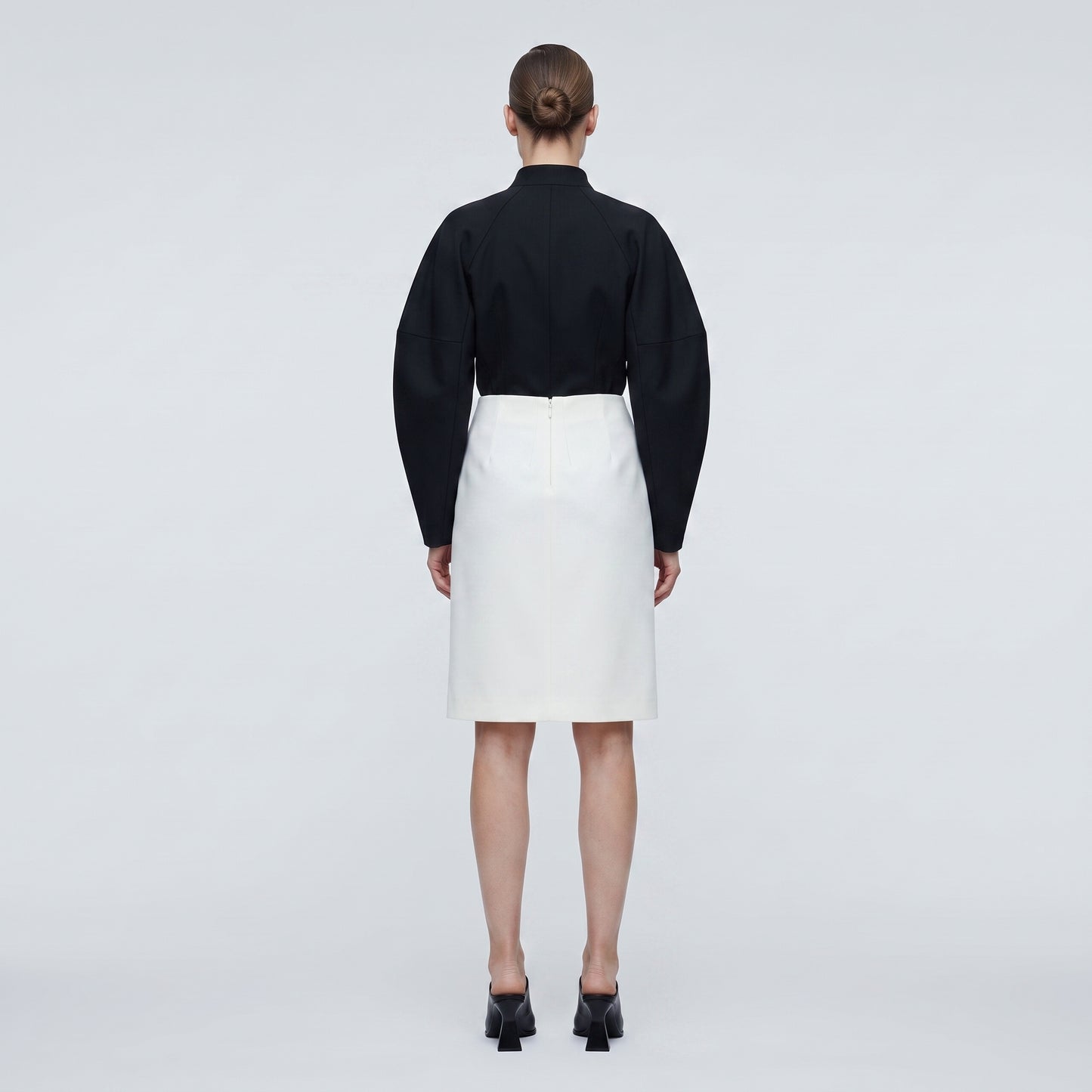 Minimalist White Wrap Pencil Skirt