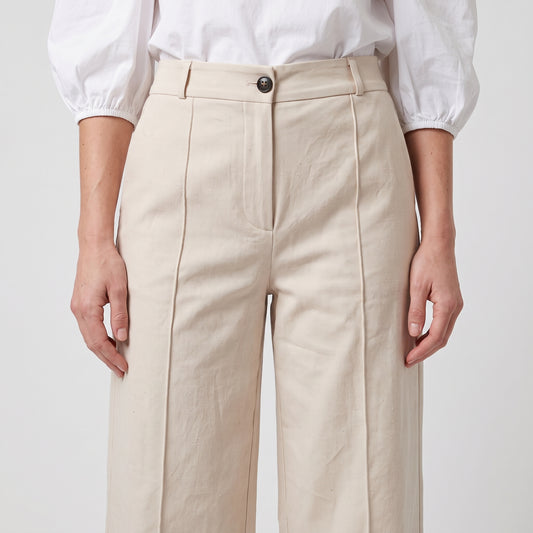 Tailored Cream Wide Leg Trousers