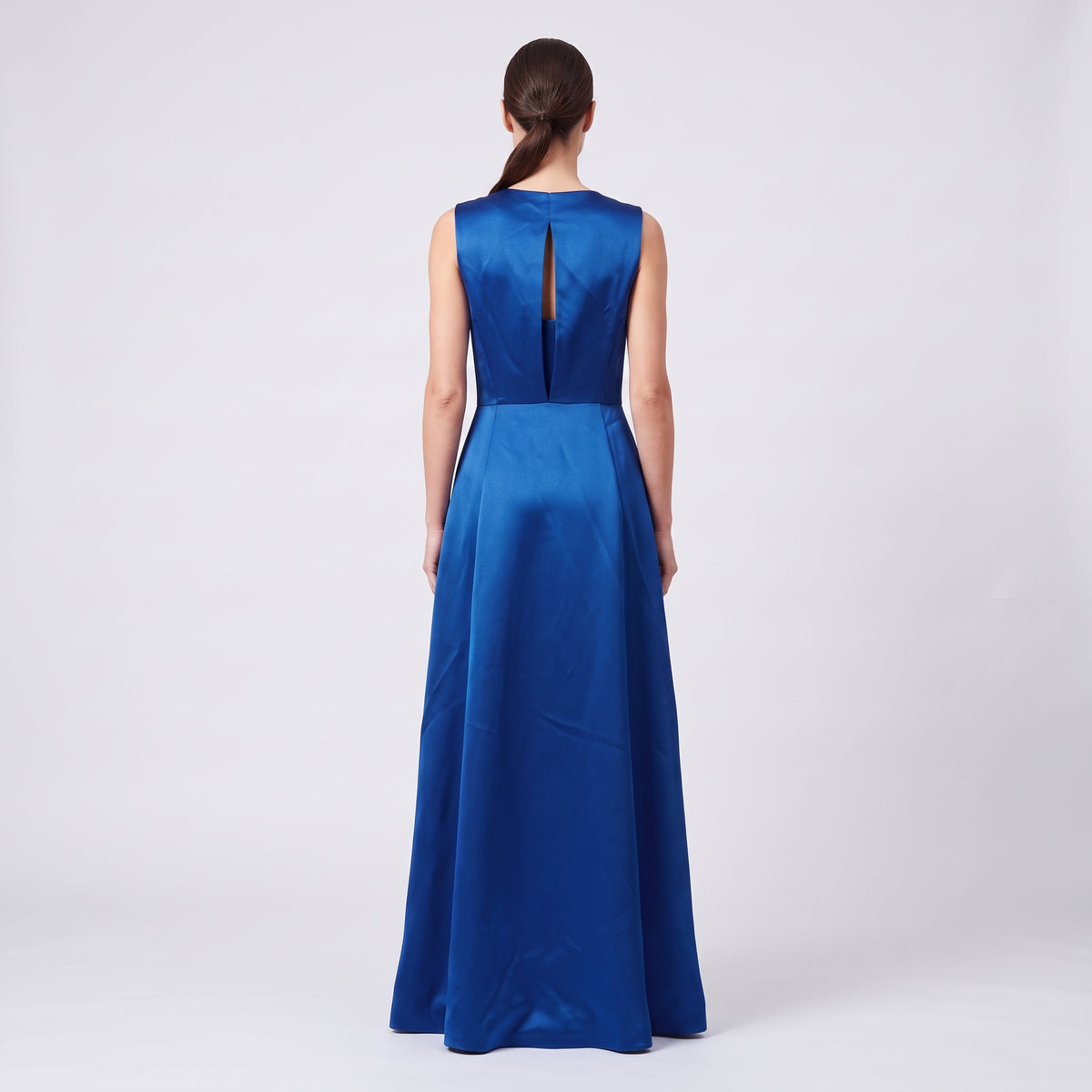 Sleeveless Royal Blue Satin Dress