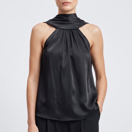 Satin High Neck Halter Top
