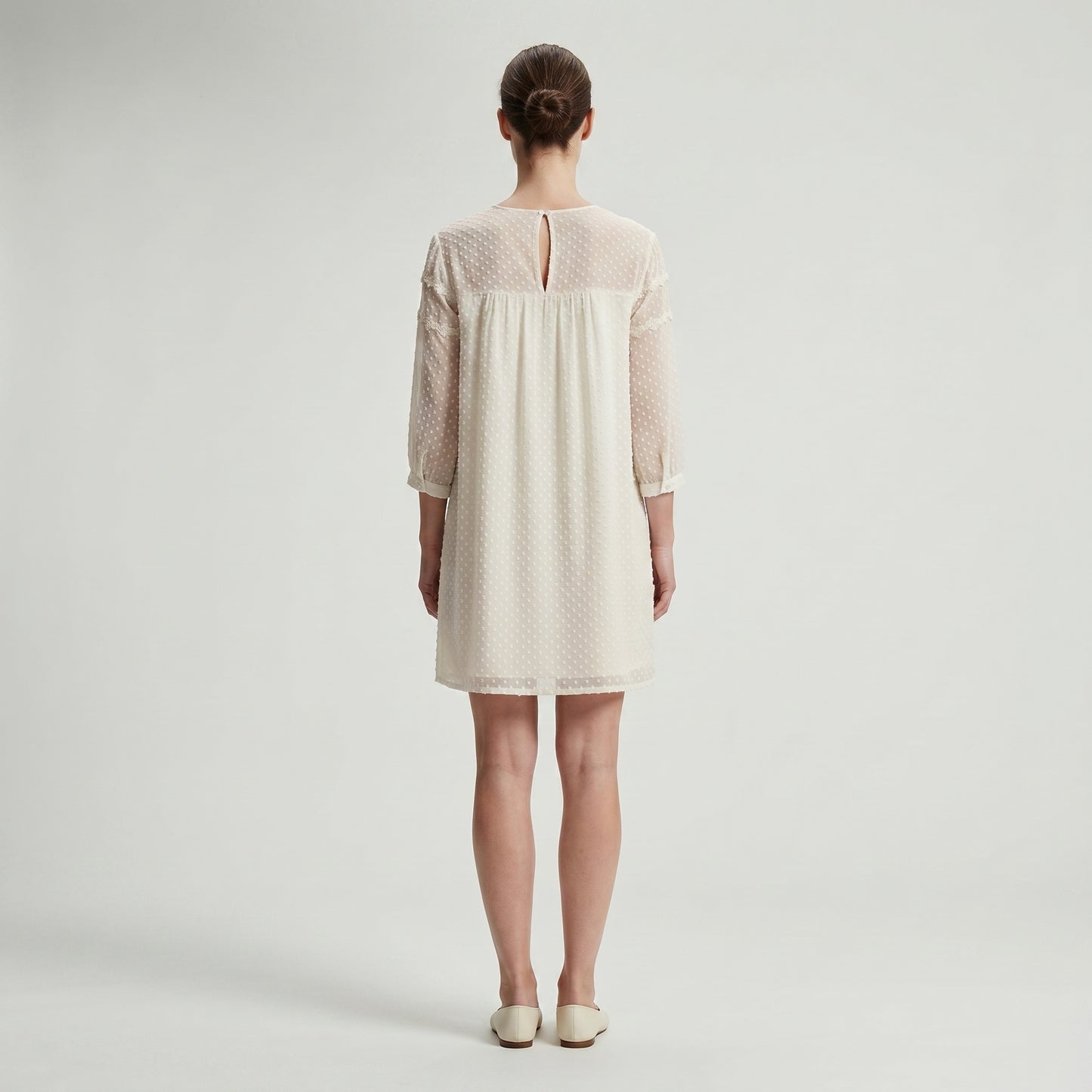 Embroidered Swiss Dot Shift Dress