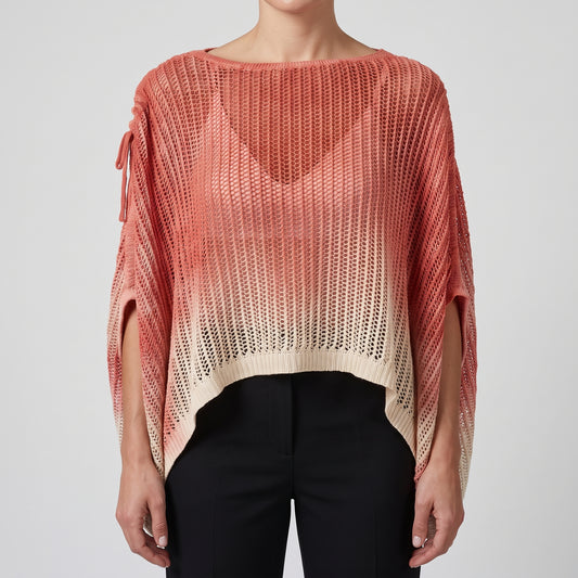 Ombre Open-Knit Poncho Top