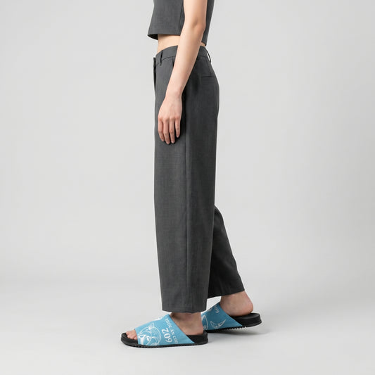Graphic Suede Slide Sandals
