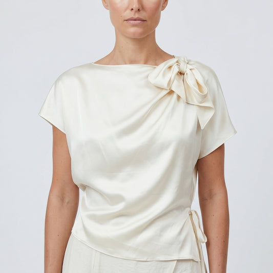 Elegant Silk Bow Detail Top