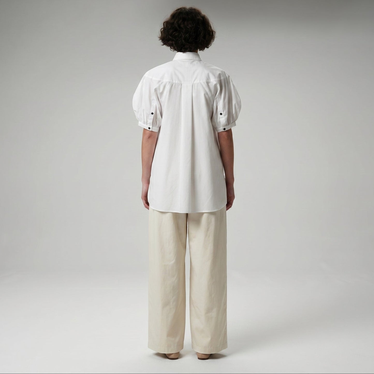 Sculptural Puff Sleeve Cotton Shirt
