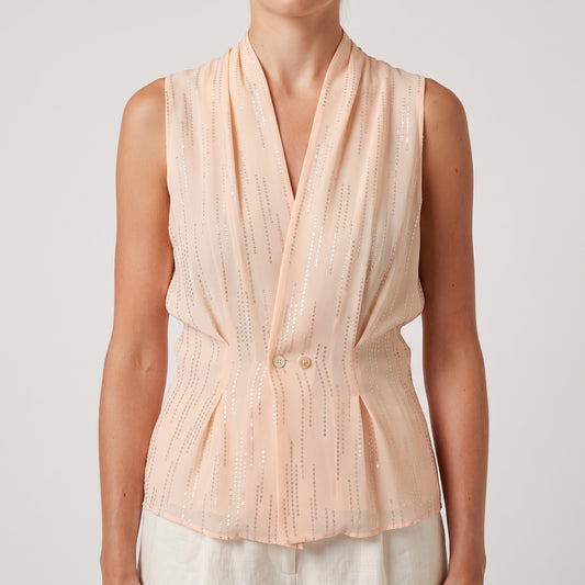 Shimmering Pleated Tailored Vest
